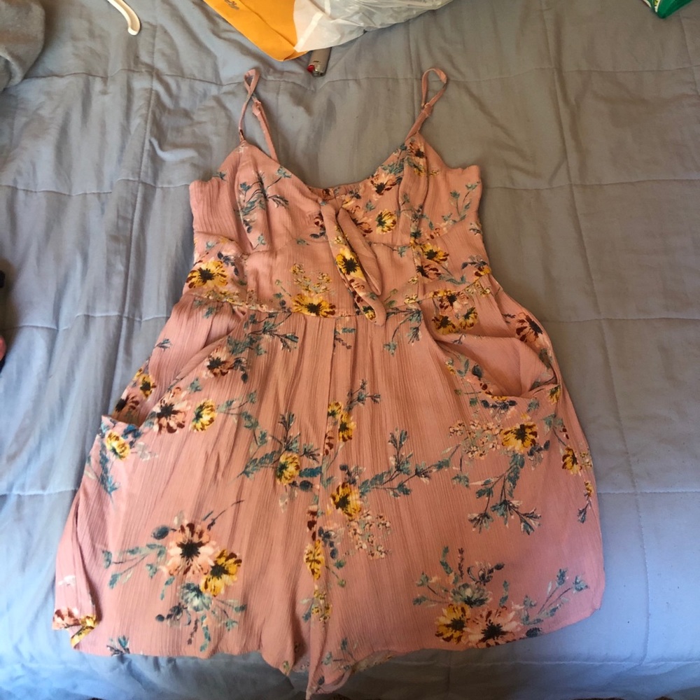 Pink floral romper